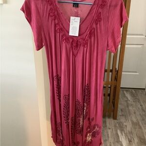 Chic Pink Embroidered Dress